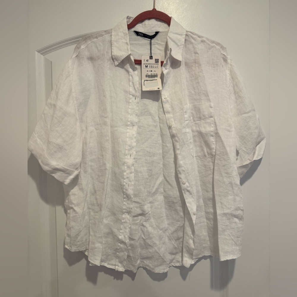 Zara White Casual Button Down Shirt
